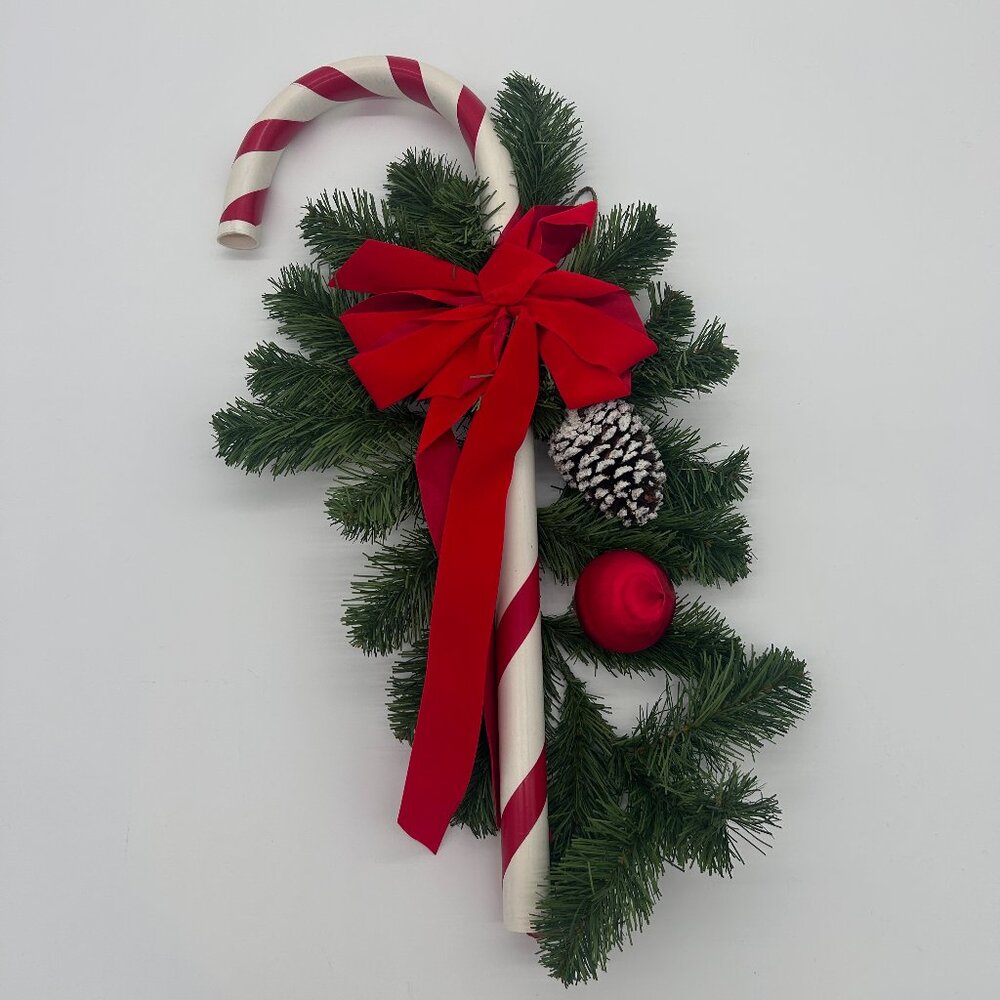 Christmas Candy Cane Wreath Front Door Holiday Decor Wall Hanger Vintage 21in